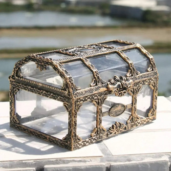 Ρετρό διαφανές Pirate Treasure Box Κρυστάλλινο Gem Κοσμηματοπωλείο Αποθήκευση Μπιμπελό Αναμνηστικό σεντούκι θησαυρού για διακόσμηση σπιτιού