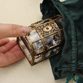 Ретро прозрачна пиратска кутия за съкровища Crystal Gem Кутия за бижута Органайзер за съхранение Дрънкулка Keepsake Сандък със съкровища за домашен декор