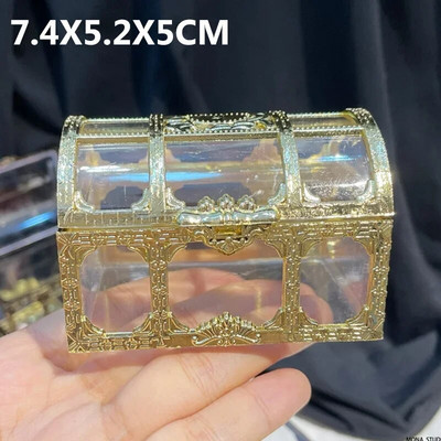 Retro läbipaistev piraadi aardekapp, kristallist kalliskivist ehtekarp Hoiukorraldaja nipsasjakeste aarete laegas kodukaunistuseks