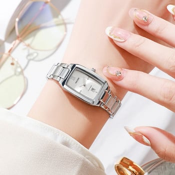 WWOOR Нови дамски часовници Елегантен кварцов дамски ръчен часовник с ромбово огледало Неръждаема стомана Водоустойчив моден часовник с дата