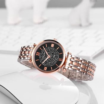 Дамски часовници Топ марка Луксозни 2021 г. Модни диамантени дамски ръчни часовници Неръждаема стомана Сребърна мрежеста каишка Женски кварцов часовник
