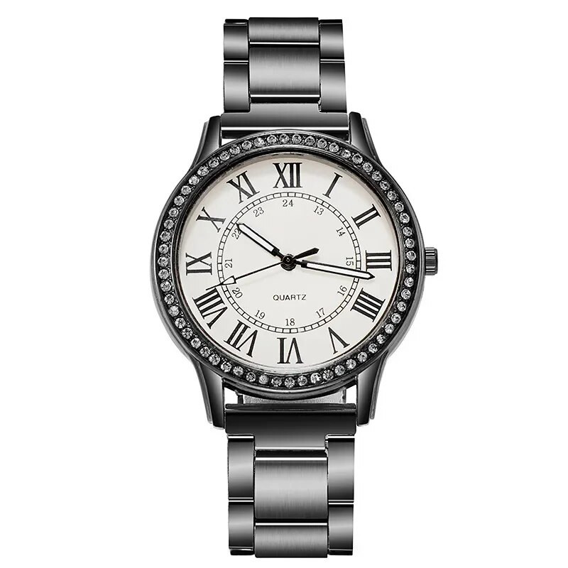 Ατσάλινο λουράκι Απλό casual γυναικείο ρολόι Ρετρό ρωμαϊκό στρας φωτεινό ρολόι χαλαζία Πολυτελή ρολόγια χειρός για γυναίκες Χονδρική