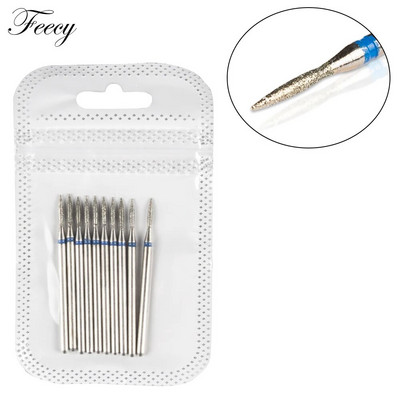 Frezė manikiūrui 10 vnt deimantiniai nagų grąžtai staklių frezos, skirtos gelinio lako nagų dildės buferiniam pedikiūrui pašalinti