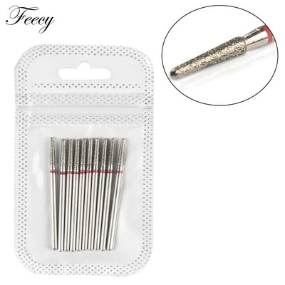 Frezė manikiūrui 10 vnt deimantiniai nagų grąžtai staklių frezos, skirtos gelinio lako nagų dildės buferiniam pedikiūrui pašalinti