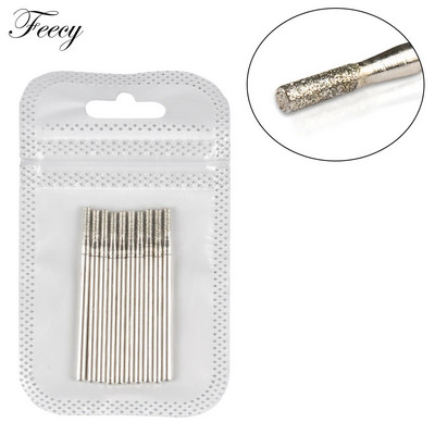 Frezė manikiūrui 10 vnt deimantiniai nagų grąžtai staklių frezos, skirtos gelinio lako nagų dildės buferiniam pedikiūrui pašalinti