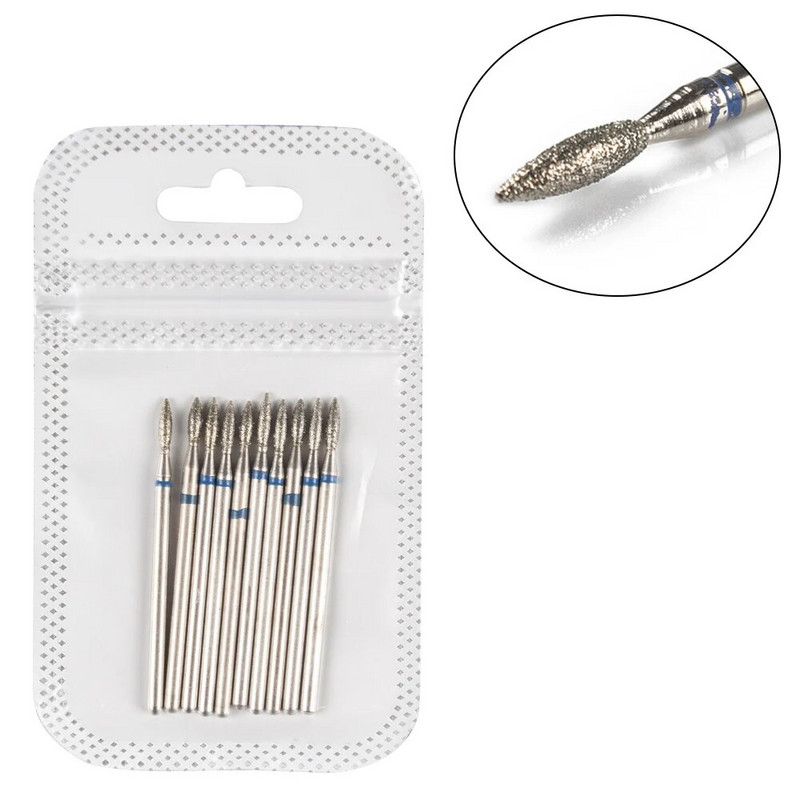 Frezė manikiūrui 10 vnt deimantiniai nagų grąžtai staklių frezos, skirtos gelinio lako nagų dildės buferiniam pedikiūrui pašalinti