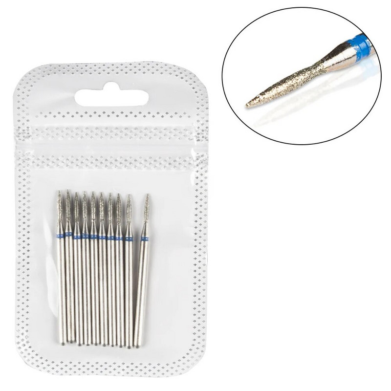 Frezė manikiūrui 10 vnt deimantiniai nagų grąžtai staklių frezos, skirtos gelinio lako nagų dildės buferiniam pedikiūrui pašalinti