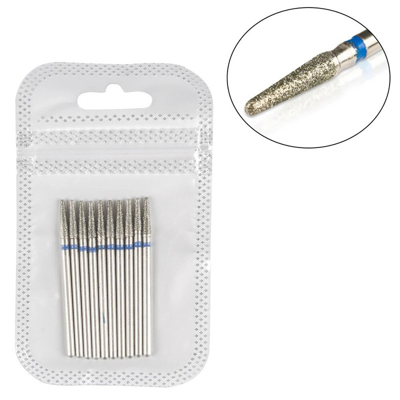 Frezė manikiūrui 10 vnt deimantiniai nagų grąžtai staklių frezos, skirtos gelinio lako nagų dildės buferiniam pedikiūrui pašalinti