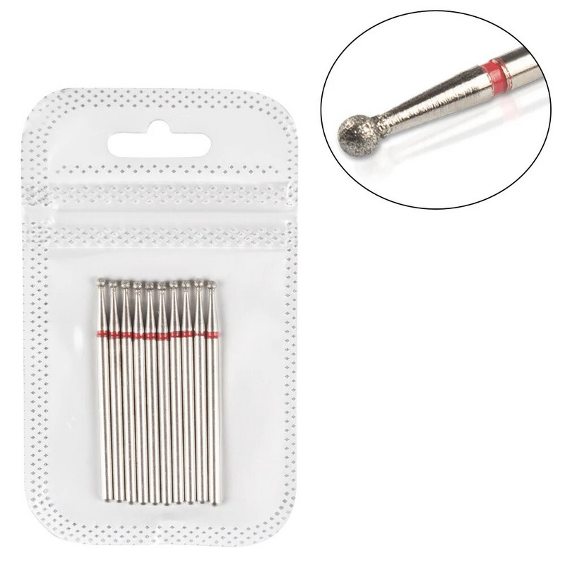 Frezė manikiūrui 10 vnt deimantiniai nagų grąžtai staklių frezos, skirtos gelinio lako nagų dildės buferiniam pedikiūrui pašalinti