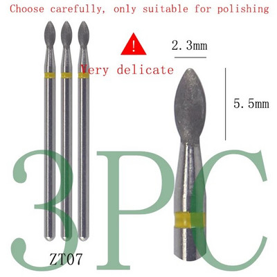 3gab Dimanta frēzes manikīram Rotējošie nagu urbji elektriskie pedikīra iekārtas aprīkojums kutikulas noņemšanas instrumenti