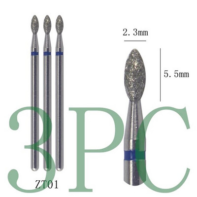 3gab Dimanta frēzes manikīram Rotējošie nagu urbji elektriskie pedikīra iekārtas aprīkojums kutikulas noņemšanas instrumenti