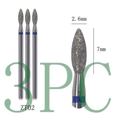 3gab Dimanta frēzes manikīram Rotējošie nagu urbji elektriskie pedikīra iekārtas aprīkojums kutikulas noņemšanas instrumenti