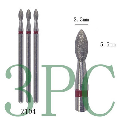 3gab Dimanta frēzes manikīram Rotējošie nagu urbji elektriskie pedikīra iekārtas aprīkojums kutikulas noņemšanas instrumenti