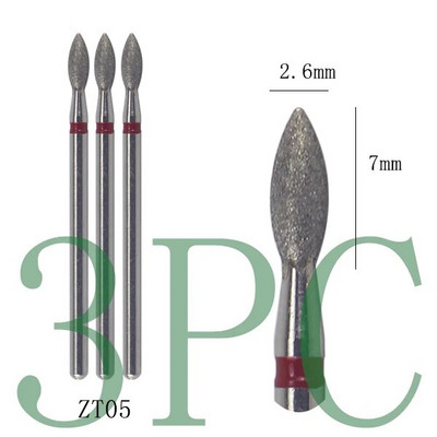 3gab Dimanta frēzes manikīram Rotējošie nagu urbji elektriskie pedikīra iekārtas aprīkojums kutikulas noņemšanas instrumenti