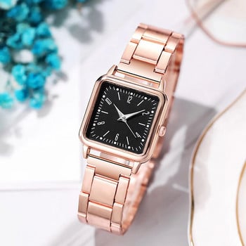 Златен часовник 2022 Дамски квадратни женски часовници Топ марка Луксозен златен кварцов ръчен часовник от неръждаема стомана Водоустойчив