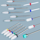 Keraminės frezos manikiūro mašinoms rinkinys nagų grąžtai korundo frezavimo pjaustytuvai nagų pedikiūro antgaliai purkštukai šlifavimo dangtelis