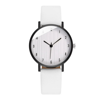 Elegantne ja stiilne ümmargune tüdrukute käekell Naiste vabaaja kvarts-nahast rihm Uus rihmaga kell Analoog randmekell Zegarki Damskie