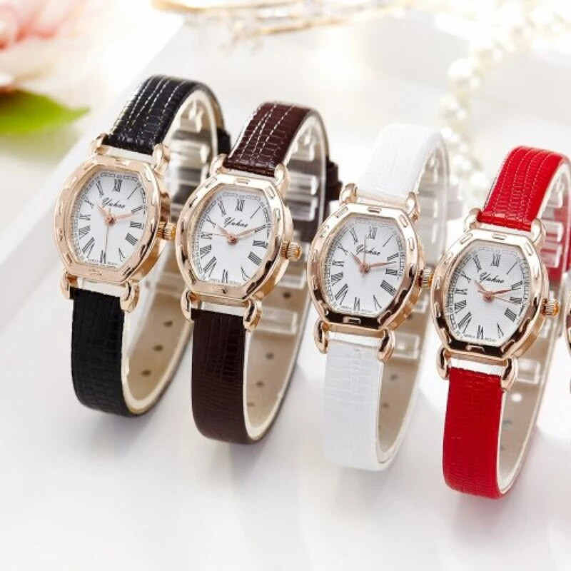 Casual γυναικεία ρολόγια βραχιόλι Δερμάτινο λουράκι οβάλ χαλαζία Γυναικείο ρολόι Ρολόι χειρός Relogio Feminino Ρολόι καφέ