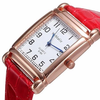 2022 Νέα ρολόγια για γυναίκες Τετράγωνο ροζ χρυσό Ρολόγια χειρός μόδας δερμάτινα επώνυμα ρολόγια γυναικείο ρολόι χαλαζία Ρολόι Montre Femme