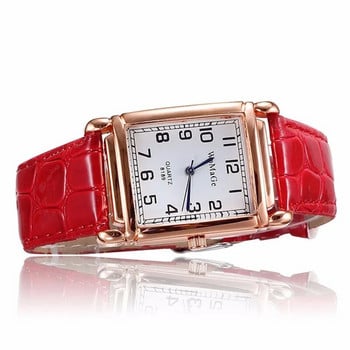 2022 Нови часовници за жени Квадратни ръчни часовници от розово злато Модни кожени маркови часовници Дамски кварцов часовник Часовник Montre Femme