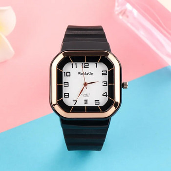 Γυναικείο ρολόι απλό λουράκι σιλικόνης Womage μόδας χαλαζίας ορθογώνιο ρολόγια γυναικεία casual γυναικείο ρολόι montre femme saati