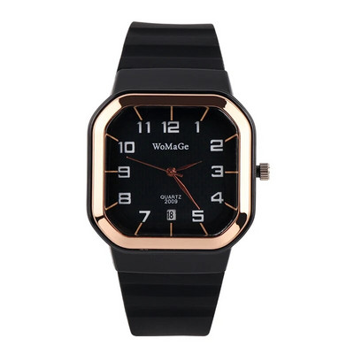 Moteriškas laikrodis paprastas silikoninis dirželis Womage mados kvarcinis stačiakampis ciferblatas Laikrodis moteriškas laisvalaikis moteriškas laikrodis montre femme saati