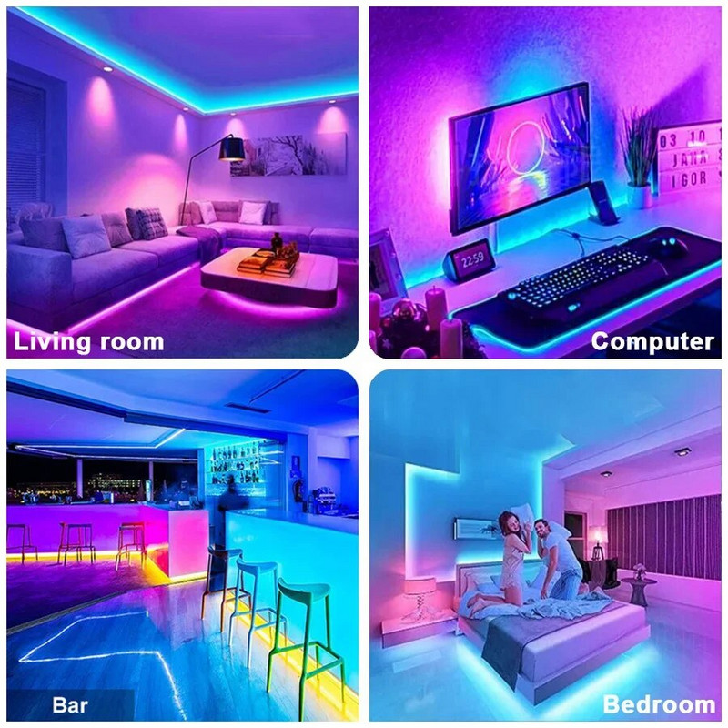 USB LED juostelės lemputės Wifi 1-30M RGB 5050 Bluetooth APP Control Luces LED lanksti lempos juostelė kambario dekoro televizoriaus foninio apšvietimo diodų juosta