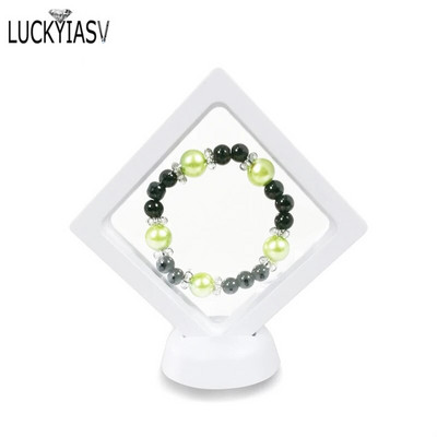 Μαύρο Λευκό Πλαστικό Κρεμαστό Κρεμαστό Βιτρίνα Σκουλαρίκι Κέρμα Πολύτιμοι λίθοι Δαχτυλίδι Κοσμήματα Αποθήκευση για κατοικίδια Βάση βάσης μεμβράνης Κουτί 7*7*2cm