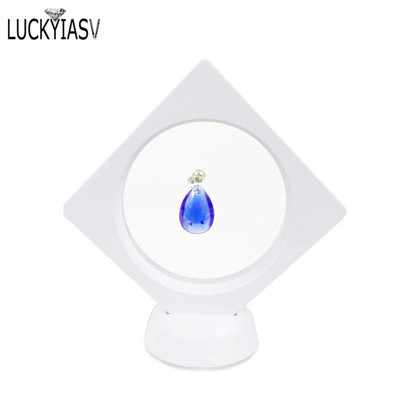 Μαύρο Λευκό Πλαστικό Κρεμαστό Κρεμαστό Βιτρίνα Σκουλαρίκι Κέρμα Πολύτιμοι λίθοι Δαχτυλίδι Κοσμήματα Αποθήκευση για κατοικίδια Βάση βάσης μεμβράνης Κουτί 7*7*2cm