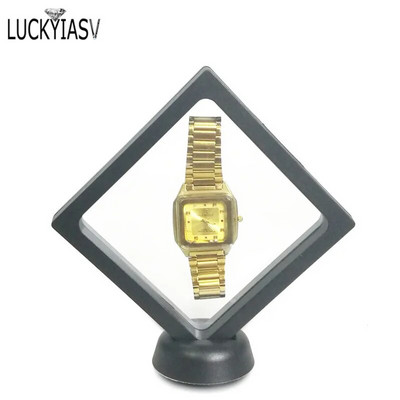 Μαύρο Λευκό Πλαστικό Κρεμαστό Κρεμαστό Βιτρίνα Σκουλαρίκι Κέρμα Πολύτιμοι λίθοι Δαχτυλίδι Κοσμήματα Αποθήκευση για κατοικίδια Βάση βάσης μεμβράνης Κουτί 7*7*2cm