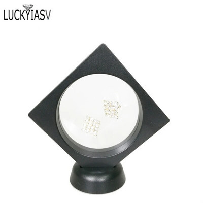 Μαύρο Λευκό Πλαστικό Κρεμαστό Κρεμαστό Βιτρίνα Σκουλαρίκι Κέρμα Πολύτιμοι λίθοι Δαχτυλίδι Κοσμήματα Αποθήκευση για κατοικίδια Βάση βάσης μεμβράνης Κουτί 7*7*2cm