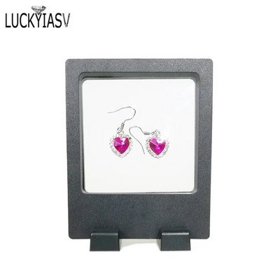 Μαύρο Λευκό Πλαστικό Κρεμαστό Κρεμαστό Βιτρίνα Σκουλαρίκι Κέρμα Πολύτιμοι λίθοι Δαχτυλίδι Κοσμήματα Αποθήκευση για κατοικίδια Βάση βάσης μεμβράνης Κουτί 7*7*2cm