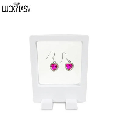 Μαύρο Λευκό Πλαστικό Κρεμαστό Κρεμαστό Βιτρίνα Σκουλαρίκι Κέρμα Πολύτιμοι λίθοι Δαχτυλίδι Κοσμήματα Αποθήκευση για κατοικίδια Βάση βάσης μεμβράνης Κουτί 7*7*2cm