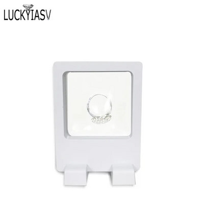 Μαύρο Λευκό Πλαστικό Κρεμαστό Κρεμαστό Βιτρίνα Σκουλαρίκι Κέρμα Πολύτιμοι λίθοι Δαχτυλίδι Κοσμήματα Αποθήκευση για κατοικίδια Βάση βάσης μεμβράνης Κουτί 7*7*2cm