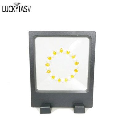 Μαύρο Λευκό Πλαστικό Κρεμαστό Κρεμαστό Βιτρίνα Σκουλαρίκι Κέρμα Πολύτιμοι λίθοι Δαχτυλίδι Κοσμήματα Αποθήκευση για κατοικίδια Βάση βάσης μεμβράνης Κουτί 7*7*2cm