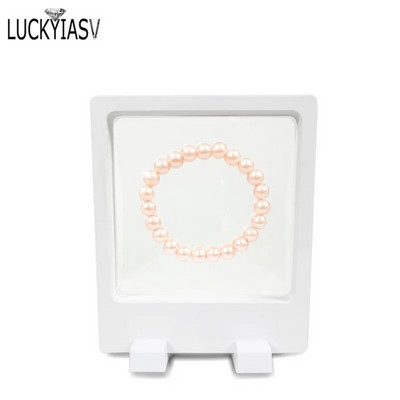 Μαύρο Λευκό Πλαστικό Κρεμαστό Κρεμαστό Βιτρίνα Σκουλαρίκι Κέρμα Πολύτιμοι λίθοι Δαχτυλίδι Κοσμήματα Αποθήκευση για κατοικίδια Βάση βάσης μεμβράνης Κουτί 7*7*2cm