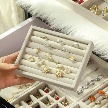 Βελούδινη Θήκη Δίσκου Οθόνης Κοσμημάτων Στοιβαζόμενη Εκλεκτή θήκη κοσμημάτων Φορητά δαχτυλίδι σκουλαρίκια κολιέ Organizer Box Hot Sales
