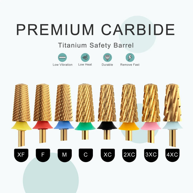 HYTOOS Titanium Safety Koonused küünepuuriotsakud 3/32 karbiidist sileda pealispinnaga maniküüriotsak, eemaldage geelpuuride tarvikud tööriistade tarnija