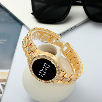 Тенденции продукти 2023 г. Нова модна лента от неръждаема стомана Дамски дигитални часовници с дигитален кристал Дамски ръчен часовник Relogio Clock
