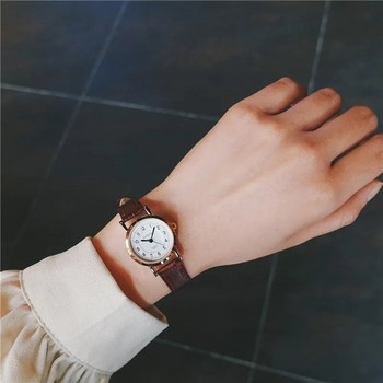 Бамбуков възел Винтидж кожени дамски малки часовници Дизайнерски син показалец Прост цифров циферблат Модни дамски кварцови ръчни часовници