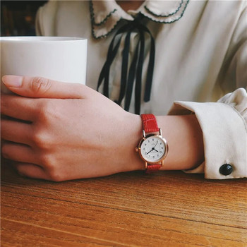 Бамбуков възел Винтидж кожени дамски малки часовници Дизайнерски син показалец Прост цифров циферблат Модни дамски кварцови ръчни часовници