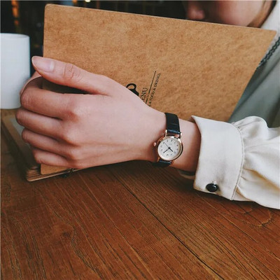 Bambusz csomó vintage bőr női kis karórák Designer kék mutató egyszerű számlapos divatos női kvarc karórák