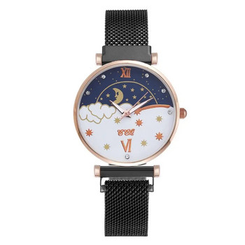 2023 Нова мода Sun Moon Star Dial Дамски часовници Дамски часовници Оригинален дизайн Ежедневни подаръци Часовник с магнитна каишка
