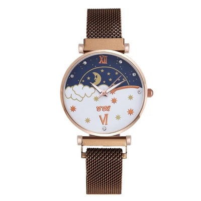 2023. aasta uus mood Päikesekuu Star numbrilauaga naiste käekellad Naiste kellad originaalse disainiga vabaaja kingitused magnetrihmaga käekellad