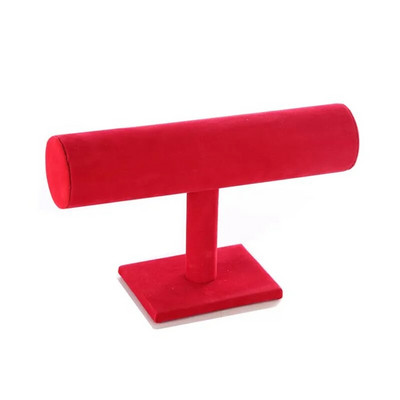 Juodo aksomo apyrankės grandinės laikrodžio T formos stovo papuošalų kietojo ekrano stovo laikiklis papuošalų organizatoriaus kieto ekrano stovas