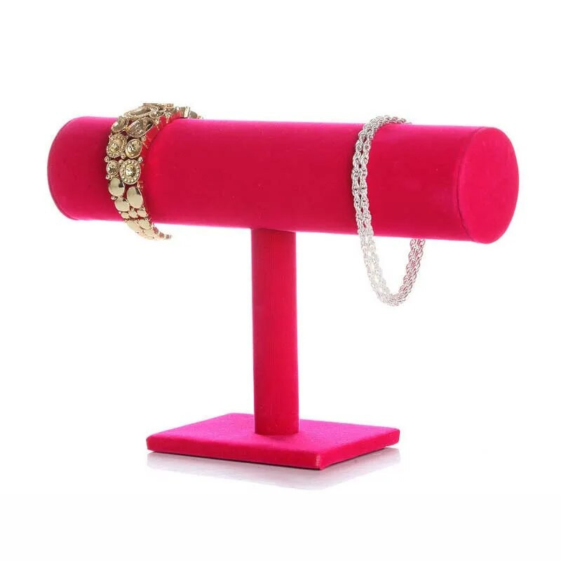 Juodo aksomo apyrankės grandinės laikrodžio T formos stovo papuošalų kietojo ekrano stovo laikiklis papuošalų organizatoriaus kieto ekrano stovas