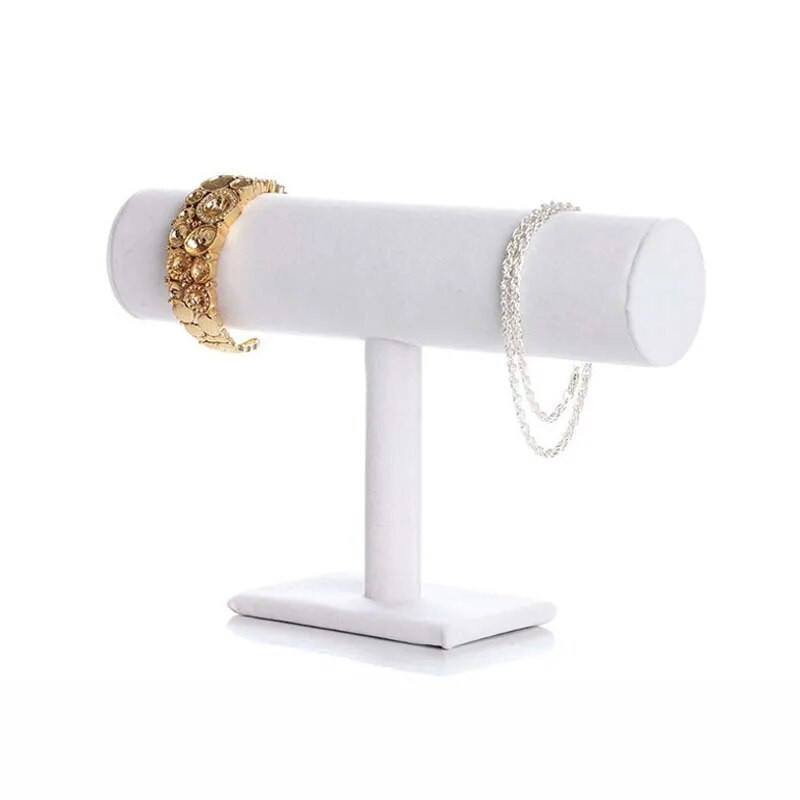 Juodo aksomo apyrankės grandinės laikrodžio T formos stovo papuošalų kietojo ekrano stovo laikiklis papuošalų organizatoriaus kieto ekrano stovas