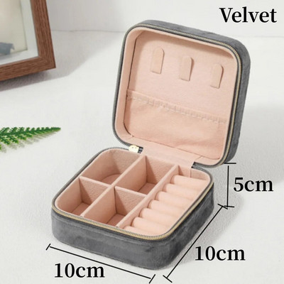 Pehme sametist ehtekarp naistele kaelakee sõrmus kõrvarõngad korraldaja hoidik reisimiseks kaasaskantav tõmblukuga ruudukujuline ehete hoiukarp