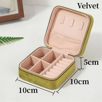 Pehme sametist ehtekarp naistele kaelakee sõrmus kõrvarõngad korraldaja hoidik reisimiseks kaasaskantav tõmblukuga ruudukujuline ehete hoiukarp