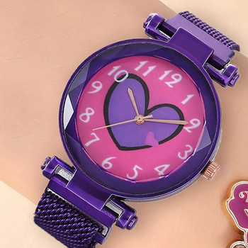 Дамска модна тенденция Purple Star Love Цифров мързелив с кварцов часовник Ежедневни Всичко Малък свеж часовник Коледен Gif за рожден ден
